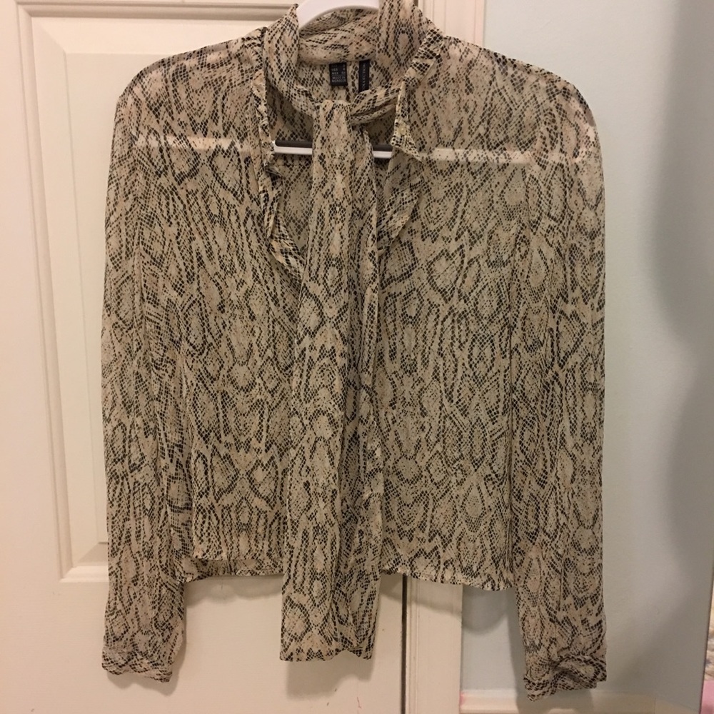Mango tie neck blouse